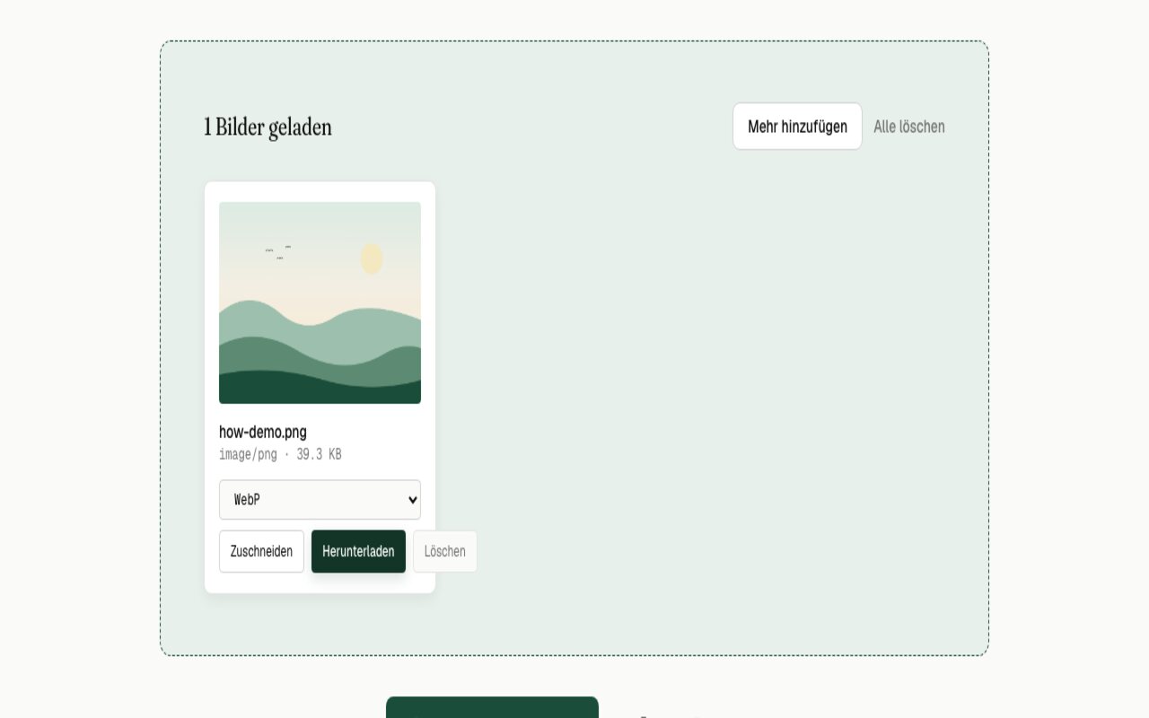 Bildkarte mit hervorgehobenem Download-Button, darunter der Sammel-Download