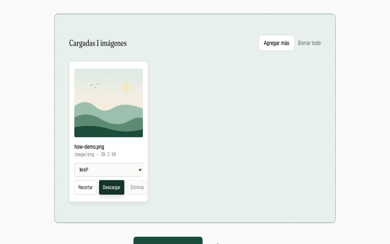 Tarjeta de imagen con el botón de descarga resaltado y la descarga en lote debajo