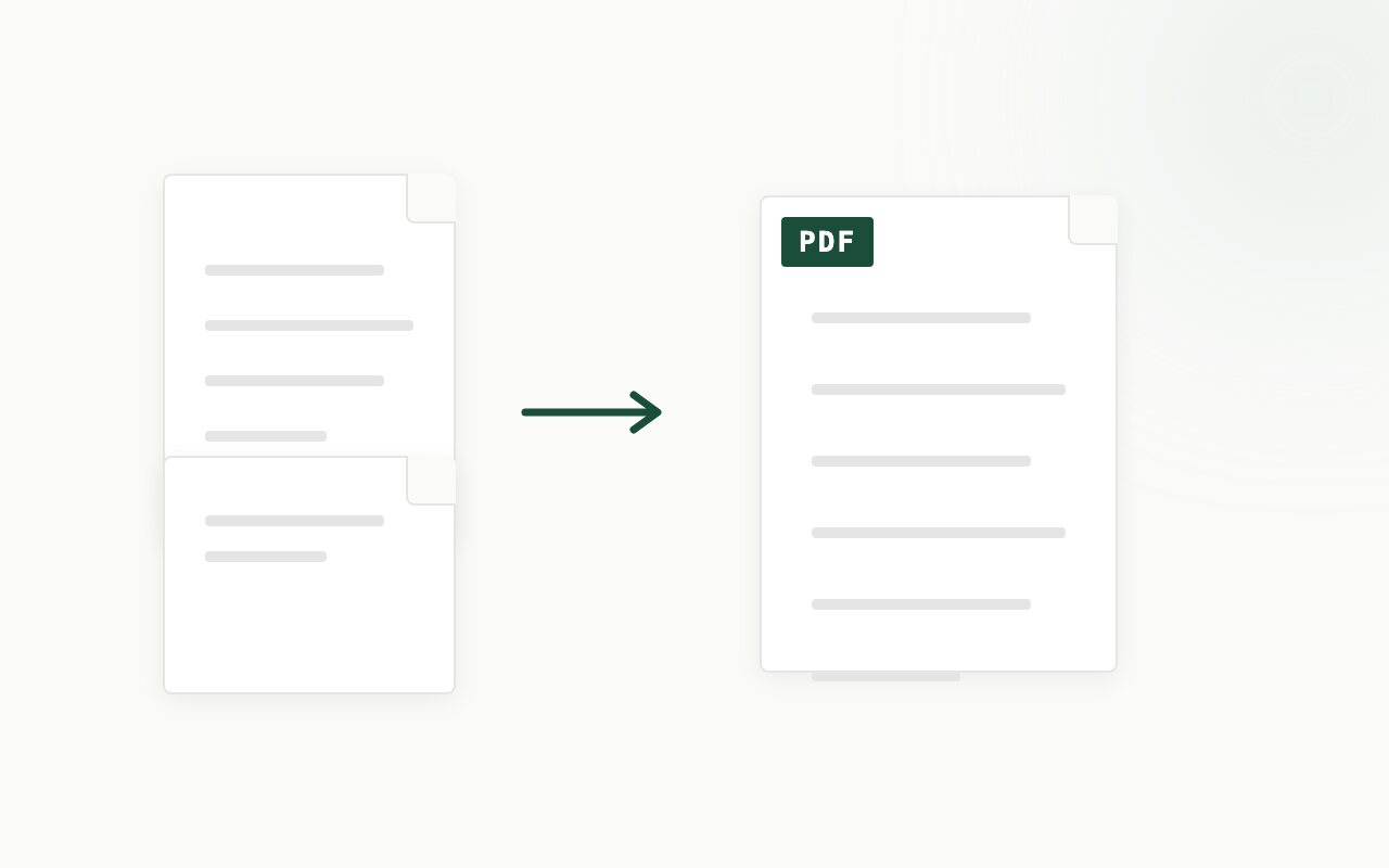 Two PDF documents merging into one