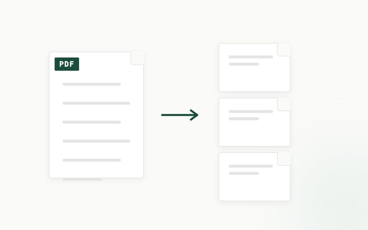 One PDF document splitting into three separate pages