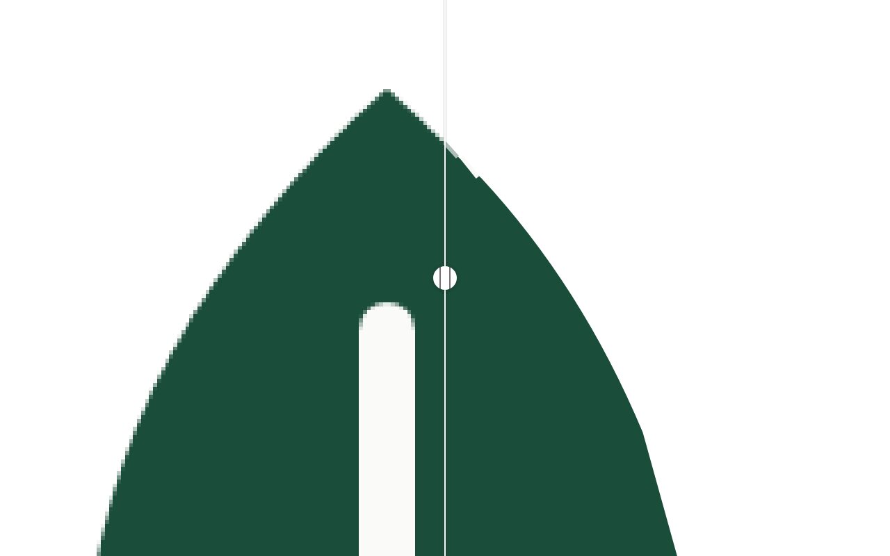 Edge close-up of a leaf logo: jagged bitmap pixels on the left, smooth vector curve on the right